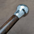 1921 British antique gentleman's walking stick, pure silver, round handle, 92cm